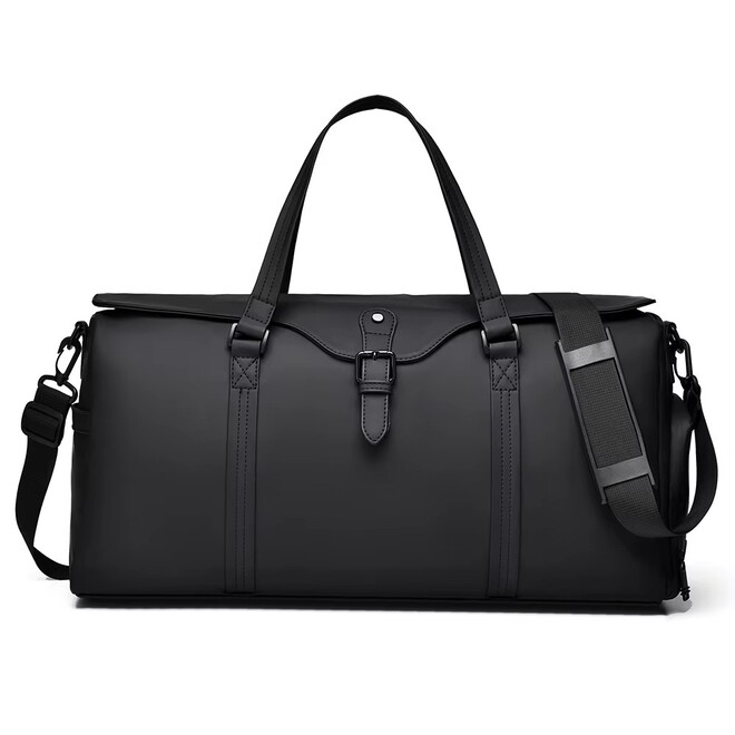 Mens Large Capacity PU Duffel Bag with Shoes Compartment